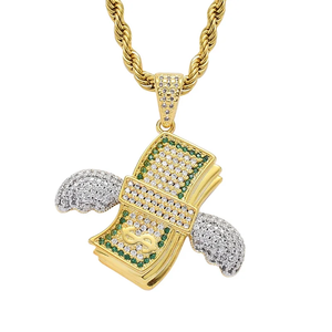 Hip Hop Dollar Pendant <b>Chain</b> Necklace <b>Ice</b> <b>Out</b> Cubic Zircon Money Sign Symbol Charm Gold Silver Bling Cuban Link Choker Mens - Product Image 6