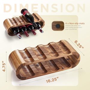 Support à vin en bois à 2 niveaux avec logo personnalisé, présentoir de comptoir pour bouteilles, étagère de rangement pour bar, restaurant, vente en gros - Product Image 6