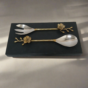 Ensemble de service à salade moderne en acier inoxydable poli miroir, écologique, pour la restauration, cuillère, fourchette, ustensiles de service, vaisselle - Prix de gros - Product Image 1