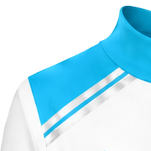 Maillot de cheerleading sublimé cyan et blanc à manches longues – Tenue de sport athlétique pour entraînement, performance et compétition - Product Image 5