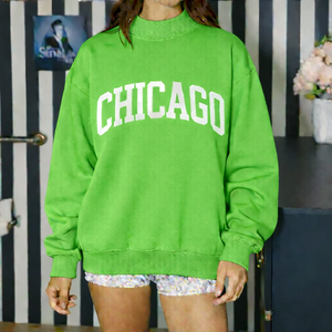เสื้อสเวตเชิ้ตผู้หญิงทรงโอเวอร์ไซส์ แขนยาว สไตล์สตรีทแวร์ สำหรับฤดูหนาวและฤดูใบไม้ร่วง ปักลายตัวอักษร ผ้าฟลีซ คอเต่า  รักษ์โลก - Product Image 3