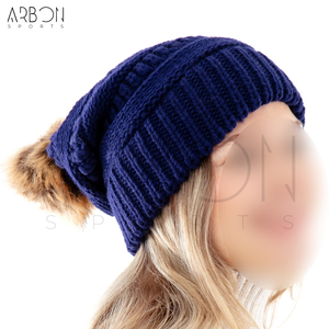 Bonnets unisexes décontractés bleu marine unis, personnalisables, hautement élastiques, épais, pour l'hiver, usage quotidien en extérieur, vente en gros - Product Image 3
