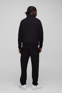 Conjunto Deportivo de Dos Piezas para Hombre, Chaqueta con Cierre de Cremallera y Cuello Alto, Color Negro, Logotipo Personalizado, Ropa Deportiva Informal para Otoño e Invierno, Sudadera con Capucha y Pantalones Jogger - Product Image 2