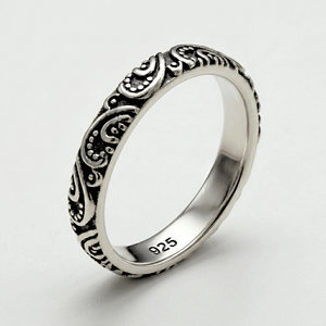 Anillo de Boda Unisex de Plata de Ley con Diseño Floral Vintage, Sin Níquel, Diseño de Ramo Elegante, Superficie Brillante, Anillo Perfecto - Product Image 1