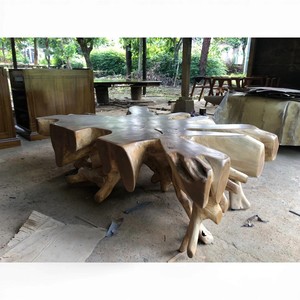 Luxury Natural <b>Round</b> <b>Solid</b> Teak Root Coffee <b>Table</b> Hand Carved Live Edge <b>Wood</b> Sculptural Rustic Furniture Unique Root Base <b>Table</b> - Product Image 4