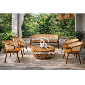 Juego de Mesa de Centro y Sofá Cama de Madera Sólida de Estilo Contemporáneo con Teca y Ratán para Uso en Exteriores Ecológico - Product Image 2