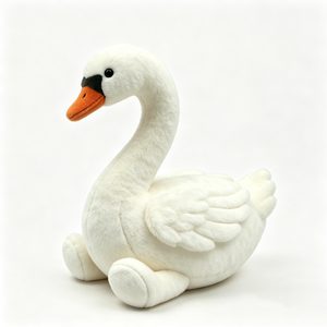 Peluche de Cisne Blanco Suave y Silencioso con Pico Naranja, Adorable Cisne Sentado de Peluche para Decoración de Cuarto de Niños - Product Image 3