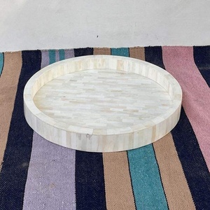 Luxury Art Deco Bone Inlay Serving <b>Tray</b> with Intricate Floral Design for Birthday Celebrations and Living Room Decor - Product Image 2