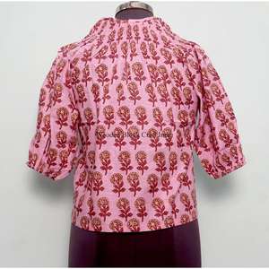 Tunique de plage moderne et élégante pour femme, à imprimé floral, col rond, manches bouffantes à pompons, coupe évasée, décontractée, modeste et lavable - Product Image 6