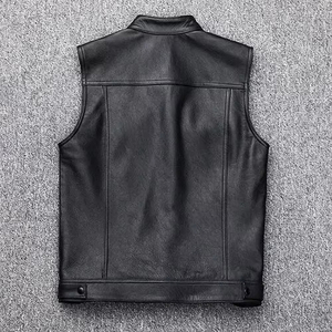 Fabricante Profesional de Prendas de Vestir, Chaleco de Cuero Negro para Hombre - Costuras Duraderas y Herrajes de Primera Calidad - Product Image 3