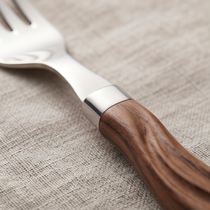 Ensemble de couverts en acier inoxydable avec manche brun, élégants ustensiles de cuisine et de table pour la maison - Product Image 2