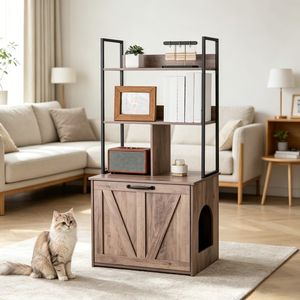 Luxury Eco-Friendly Wooden <b>Cat</b> Box Cabinet Large Capacity Rectangle <b>Cat</b> Litter <b>Boxes</b> for Living Room Easy Clean Feature PC - Product Image 4