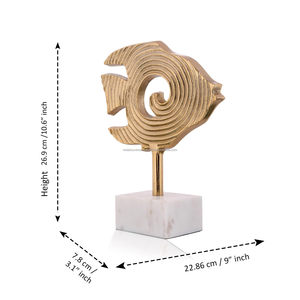 Estatua Decorativa para el Hogar, Estatua de Pez para la Buena Suerte, Pez de Aluminio sobre Base de Mármol, Artículos de Decoración para Sala de Estar - Product Image 2