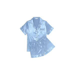 women set Womens Silk Satin Pajama Sets Soft Short Sleeve Button <b>Down</b> Sleepwear Top and Shorts 2 Piece - Product Image 6