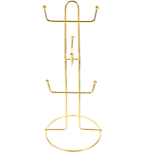 Support de tasses en fer doré, type arbre, avec 6 crochets, en métal, organisateur de tasses à café, autoportant, gain de place, pour rangement et présentation de tasses à thé - Product Image 1