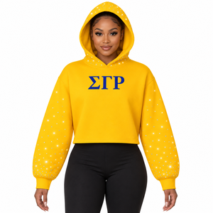 Vêtements personnalisés de la sororité grecque Sigma Gamma Rho, sweat-shirt à capuche court avec strass, accessoires grecs - Product Image 1