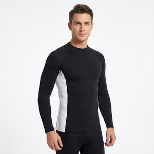 Haut de bain unisexe à manches longues respirant, color-block noir et blanc, anti-UV, 100 % polyester, t-shirt de compression pour adulte - Product Image 4