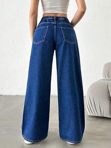 Jeans de Cintura Alta para Mujer – Pantalones Casuales de Mezclilla de Pierna Ancha y Corte Recto Estilo Cargo para Chicas y Uso Diario Universitario - Product Image 3