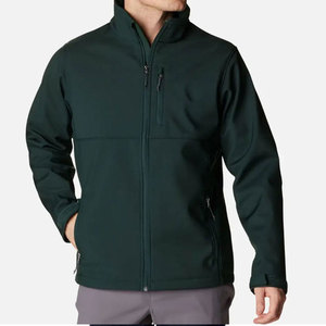 Chaqueta de Forro Polar Verde Oscuro para Hombre, Cuello Alto, Cierre de Cremallera, Resistente al Viento, Informal, para Otoño, Corte Regular, Material de Poliéster - Product Image 1