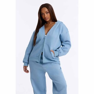 Conjunto Deportivo de Dos Piezas para Mujer, Personalizado al por Mayor, con Cierre, Forro Polar de Invierno, Antiencogimiento, 400g, 100% Algodón, Sudadera con Capucha y Pantalones Jogger para Gimnasio y Entrenamiento - Product Image 4