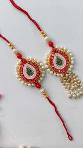 Premium Quality Traditional Rakhi For Raksha Bandhan Festival Beautiful Elegant Design Pearl Hangings Comfortable & Lightweight - Product Image 1