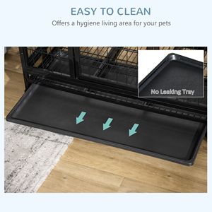 36-Inch Heavy Duty Double-Door Dog <b>Crate</b> with Lockable Wheels and Removable Tray for Medium and Large Dogs Black - Product Image 6