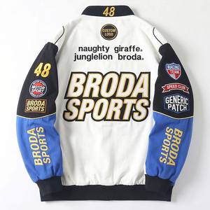 Veste bomber de course unisexe en coton, style streetwear, avec patch brodé en chenille respirant, personnalisable haut de gamme, vente en gros OEM - Product Image 5