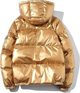 Chaqueta con capucha brillante, impermeable y transpirable, de lona con revestimiento dorado, de nueva llegada, con cierre de un solo botón. - Product Image 4