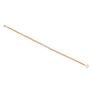 Bracelet en or rose serti de diamants 0,14 ct, taille ronde, serti en canal, géométrique, minimaliste, pour femme, à porter au quotidien, bracelet à maillons - Product Image 2