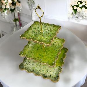 Premium Handmade Eco-Friendly Non-Toxic Resin <b>Cake</b> <b>Stand</b> Modern Gloss Finish Microwave Safe Dishwasher Safe Customizable Tool - Product Image 3