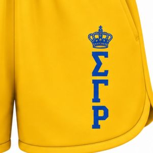 Shorts Deportivos Sigma Gamma Rho para Mujer, Color Amarillo, con Gráfico de Letras Griegas, Shorts Atléticos para Gimnasio, Ropa Deportiva Personalizada para Entrenamiento de Hermandades - Product Image 4
