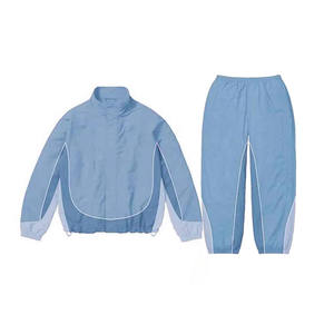 Ensemble de survêtement coupe-vent pour homme : veste et pantalon amples, légers, avec logo personnalisé, tenue de sport décontractée, design contrastant, coupe-vent, style urbain - Product Image 5