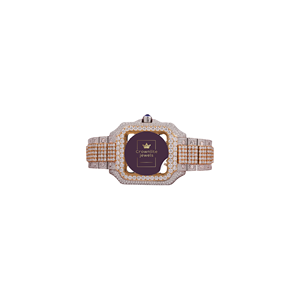 Luxury Two Tone Iced Out Gold & Silver Moissanite Diamond Hip Hop Bust <b>Down</b> Watch for Men by Crownlite Jewels - Product Image 1
