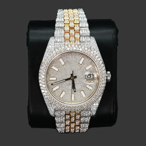 VVS Moissanite Diamond Luxury Quartz Sapphire Crystal <b>Watch</b> Gold Plated Stainless Steel Band Analog Display Eco-Friendly Unisex - Product Image 4