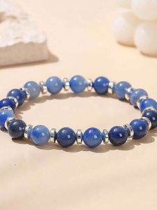 Agate en cristal perlé Agate Oeil de tigre Aamena Agate faite à la main Bracelet en pierre bleue lisse réglable Top vente forme naturelle - Product Image 3