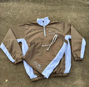 2026 Wholesale Customize 100% Cotton Quarter Zipper <b>Jacket</b> Windbreaker Quick Dry Summer Short Set High Quality - Product Image 6