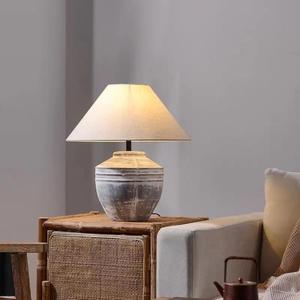 Lampe de table contemporaine en céramique artisanale vintage avec abat-jour en tissu amovible, lampe de chevet pour la décoration de la maison pour Diwali - Product Image 5