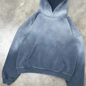 เสื้อฮู้ดดี้หรูหราแบบสั่งทำพิเศษ ทรงโอเวอร์ไซส์ ล้างสีแบบแอซิดวอช ไหล่ตก น้ำหนัก 500GSM ผ้าหนา สีซีดแบบวินเทจ ขาดๆ แบบดิสเทรส ทรงครอป ทรงบ็อกซี่ สไตล์วิทยาลัย - Product Image 6