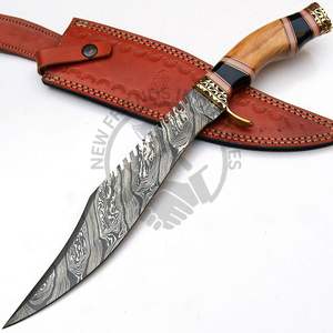 New Edition Custom Handmade 15" Damascus Steel Bowie knife w/Buffalo Horn Wood Handle Outdoor <b>Hunting</b> Knife Fixed Blade Knife - Product Image 5