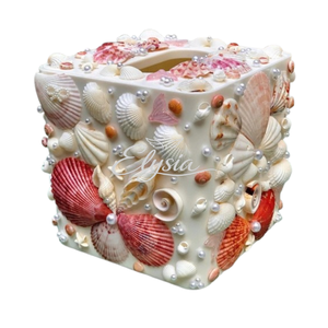 กล่องใส่กระดาษทิชชูเปลือกหอยธรรมชาติ งานแฮนด์เมด ตกแต่งเปลือกหอย สไตล์ชายทะเล สำหรับตกแต่งบ้าน โรงแรม ร้านอาหาร - Product Image 4