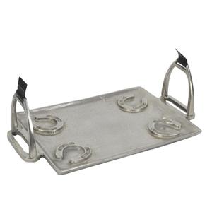Bandeja de Servicio Metálica con Diseño de Bocado de Caballo, Bandejas Decorativas de Lujo con Asas de Estribo, Suministros para Restaurantes y Eventos - Product Image 5
