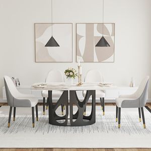 Moderno 63 \ "tavolo da pranzo con pannello Pandora nero bronzo ferro gambe in metallo può ospitare 6 persone-per grandi raduni - Product Image 1