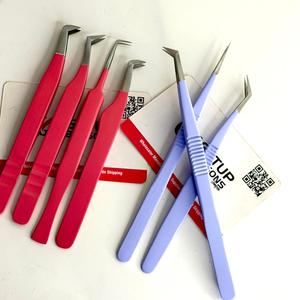 Pince à cils en acier inoxydable avec logo personnalisé, antidérapante, rose lavande, pour extensions de cils, volume et isolation, marque privée - Product Image 5