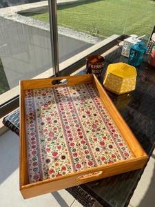 Superb Quality Acacia Wood <b>Square</b> Tray Large Bamboo Design Clear Polish Home <b>Kitchen</b> Multipurpose Serving Tray Newest Design - Product Image 2