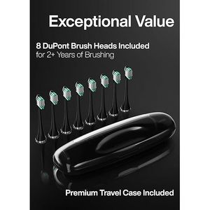 Spazzolino Elettrico Aquasonic Black Series Approvato ADA, Ultra Sbiancante con 8 Testine e Custodia da Viaggio, 40.000 VP - Product Image 3