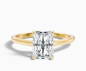 Bague de fiançailles, de mariage ou de promesse en moissanite taille radiant, argent sterling 925 plaqué or, élégante, luxueuse, cadeau pour femme - Product Image 1