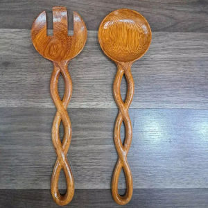 Cuillère de cuisine en bois du Vietnam, faite à la main, pour cuisiner, mélanger, servir, ustensile rustique en bois, vaisselle vietnamienne - Product Image 1
