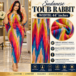 Toub Soudanais Radiant Brushstroke Rabbit à Rayures Multicolores |   Tissu imprimé abstrait vertical de 44 pouces pour vêtements de fête pour femmes - Product Image 5