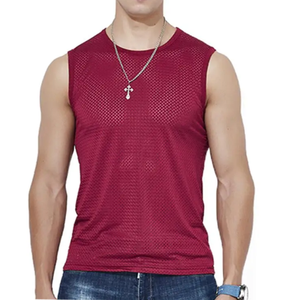 Camisetas sin mangas de gimnasio para hombre, de color sólido, de secado rápido, transpirables, tejidas, para actividades al aire libre, estilo poliéster. - Product Image 3