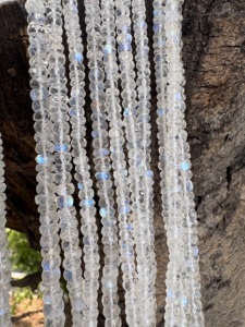 AAA+ Natural Rainbow Moonstone Faceted Rondelle Beads (5-6mm) 16’ - Product Image 4